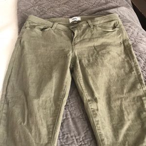 Army green Paige skinny jeans